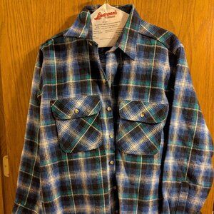 90s Vintage Mens Teal and Blue Plaid Croft & Barrow Shirt Size Medium